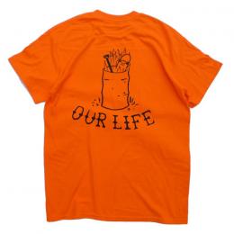 OUR LIFE -- アワーライフ "BURN BARREL" TEE (ORANGE x BLACK)
