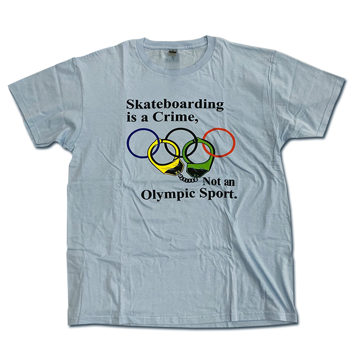 BLACK SHEEP SKATES - ブラックシープ "SKATEBORDING IS A CRIME , NOT AN OLYMPIC SPORTS" GUADALUPE TEE (水色)
