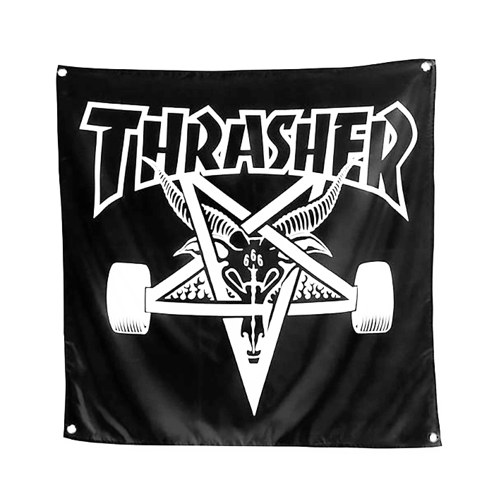 THRASHER - スラッシャー "SKATE GOAT" BANNER バナー (黒)