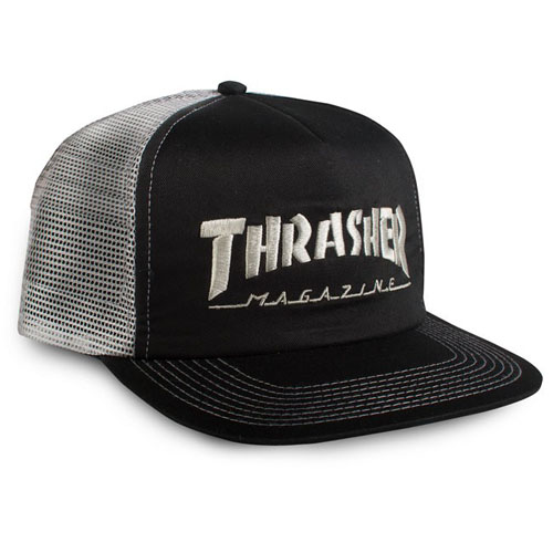 THRASHER - スラッシャー "MAG LOGO" メッシュキャップ (BLACKxGRAY)