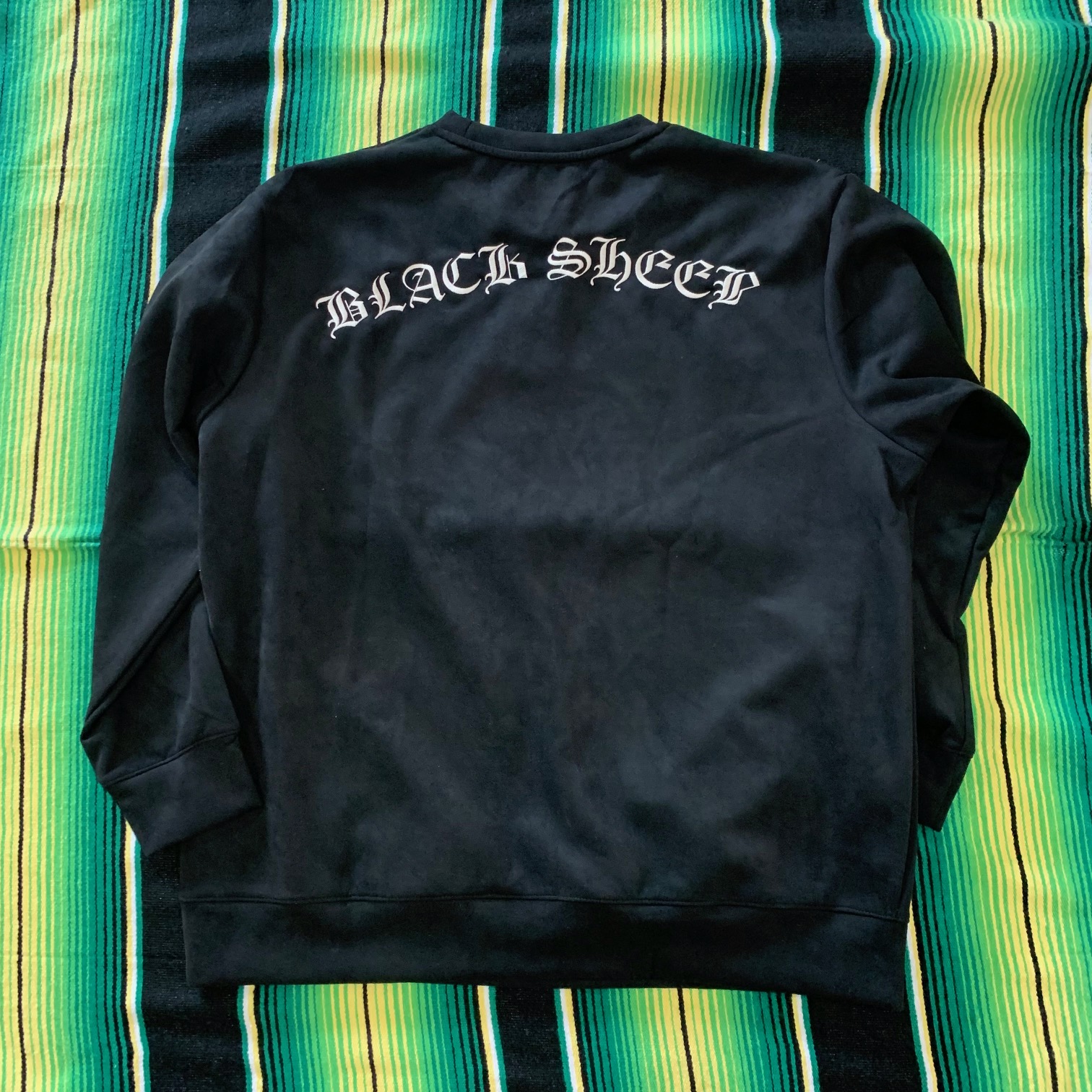 BLACK SHEEP SKATES - ブラックシープ "OLD E" CREW NECK (BLACK) XLサイズ
