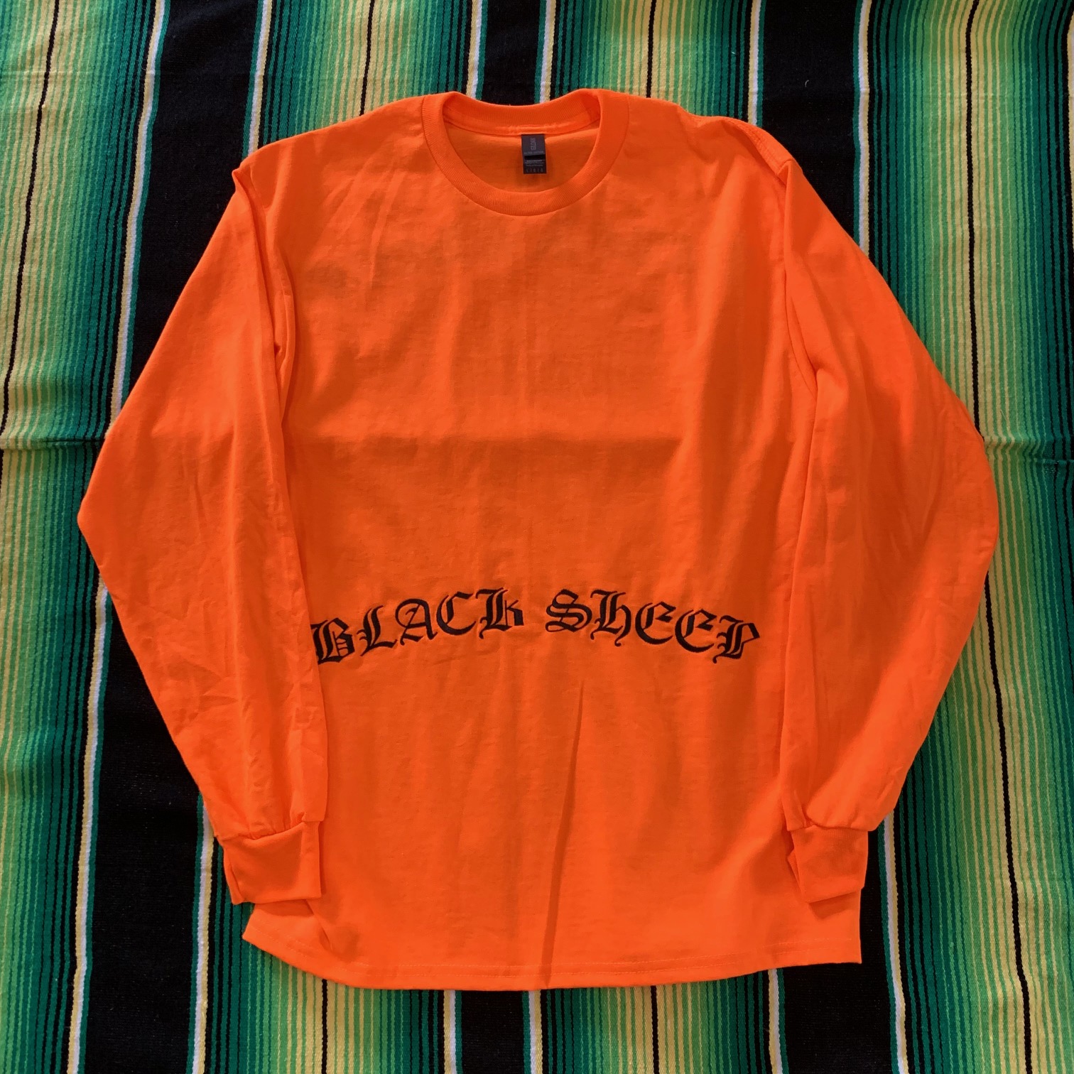 BLACK SHEEP SKATES - ブラックシープ "OLD E" L/S TEE (S.ORANGE) Lサイズ