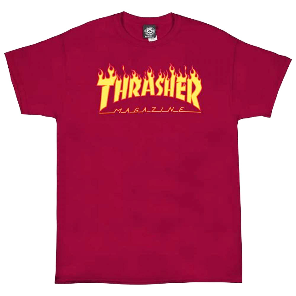 THRASHER - スラッシャー "FLAME" S/S Tシャツ  (DARK RED) Mサイズ