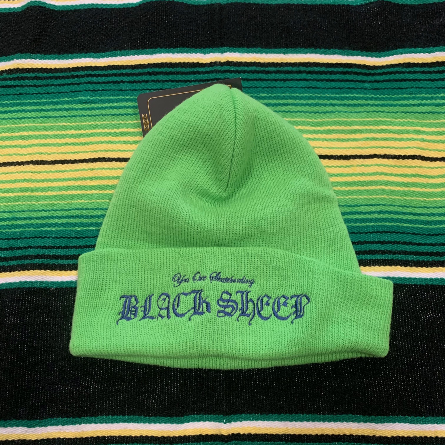 BLACK SHEEP SKATES - ブラックシープ "OLD-E" 刺繍ビーニー (SAFTY GREEN)