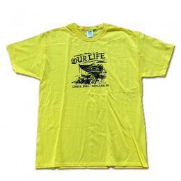 OUR LIFE - アワーライフ "WASHED UP" S/S Tシャツ (黄)