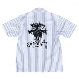 BLACK SHEEP SKATES - "EAT SHIT" ストライプワークシャツ (WHT)