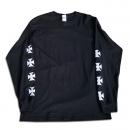 BLACK SHEEP SKATES - "IRON CROSS" L/S Tシャツ (黒x白)