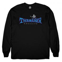 THRASHER - スラッシャー "THUMBS UP" L/S Tシャツ (BLACK)