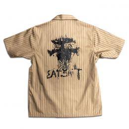BLACK SHEEP SKATES - "EAT SHIT" ストライプワークシャツ (茶)
