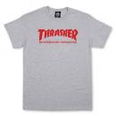 THRASHER - スラッシャー  "MAG LOGO" S/S Tシャツ (GRAY/RED)